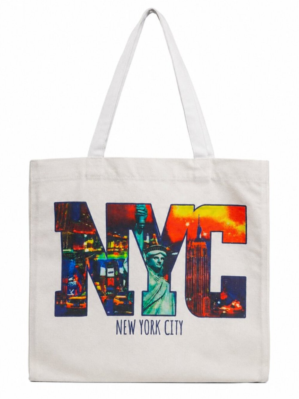 NYC New York City Canvas Tote Bag, Travel Graphic Shoulder Bag